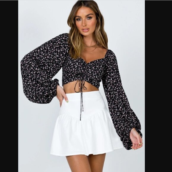 Princess Polly White Delphie Fit & Flare Mini Skirt 4 - Picture 1 of 7